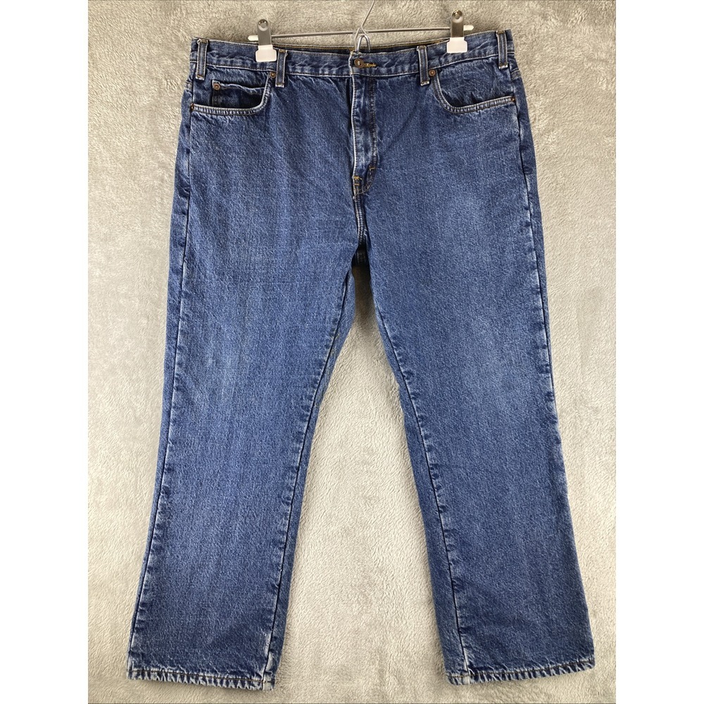 Dickies Jeans Mens 38x30 Blue Dark Wash Denim Flannel‎ Lined Work Wear (Stain)